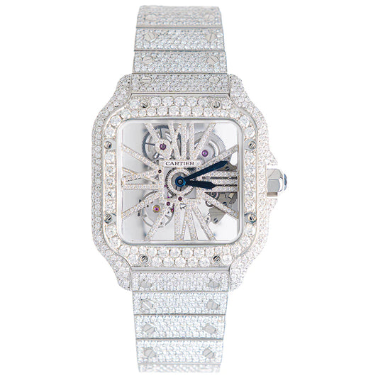 Cartier Santos de Cartier Skeleton Fully Iced Out